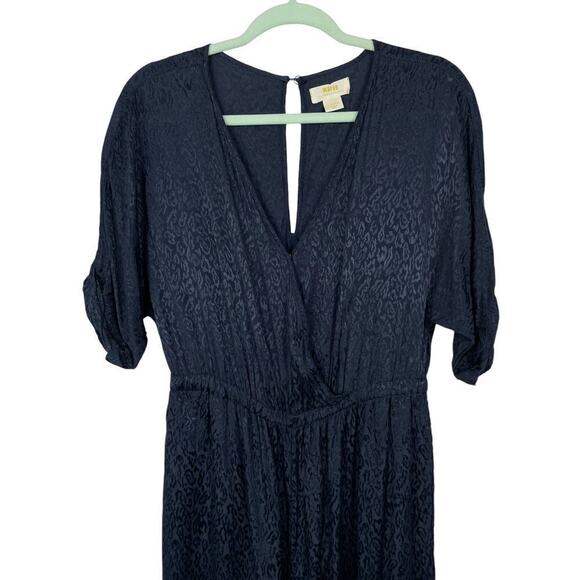 Anthropologie Maeve Jacqueline Jacquard Jumpsuit XS Navy Blue Elegant Night Out - Picture 7 of 16